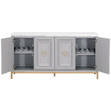 Azure Carrera Media Sideboard in White Carrera Marble, Dove Gray, Brushed Gold from Essentials For Living - Luna Furniture