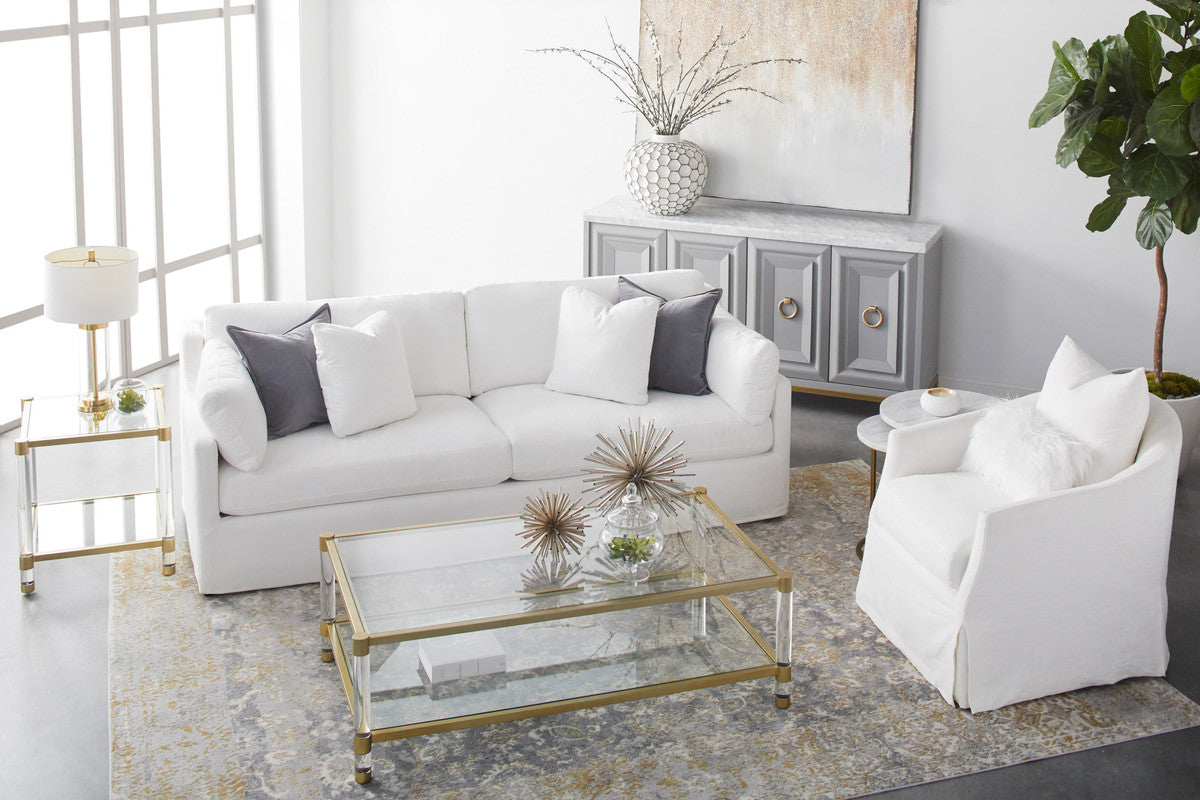 Azure Carrera Media Sideboard in White Carrera Marble, Dove Gray, Brushed Gold from Essentials For Living - Luna Furniture