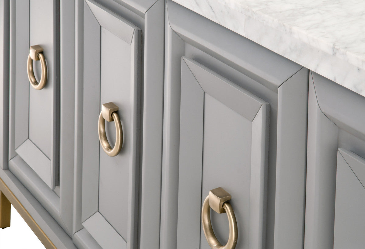 Azure Carrera Media Sideboard in White Carrera Marble, Dove Gray, Brushed Gold from Essentials For Living - Luna Furniture