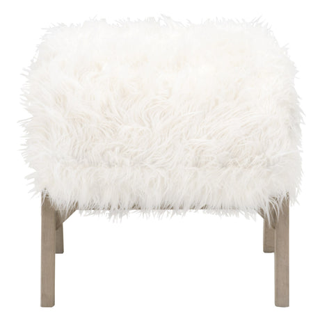 Tibet Ottoman in White Fur, Smoke Gray Oak from Essentials For Living - Luna Furniture