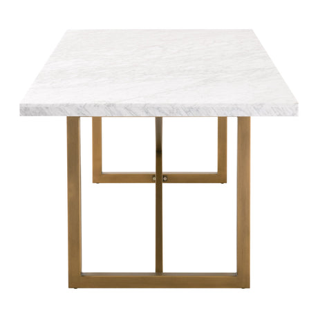 Carrera Dining Table in White Carrera Marble, Brushed Gold from Essentials For Living - Luna Furniture