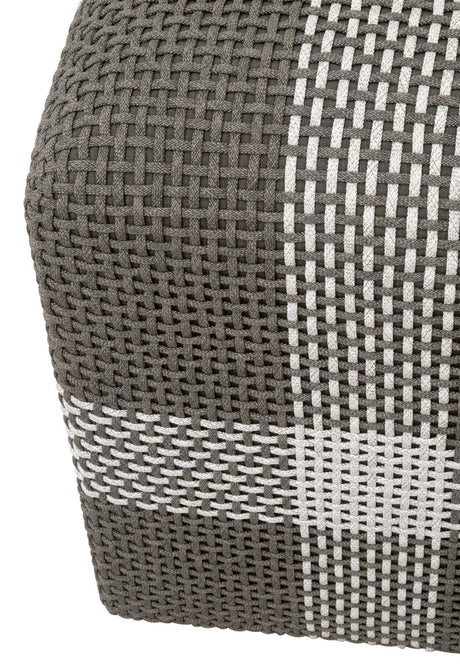 Cross Accent Cube in Dove Flat Rope, White Speckle Stripe from Essentials For Living - Luna Furniture