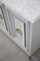 Azure Carrera Media Sideboard in White Carrera Marble, Dove Gray, Brushed Gold from Essentials For Living - Luna Furniture