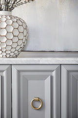 Azure Carrera Media Sideboard in White Carrera Marble, Dove Gray, Brushed Gold from Essentials For Living - Luna Furniture