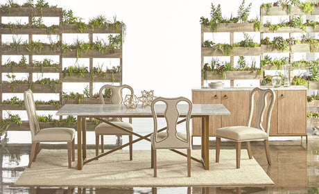 Carrera Dining Table in White Carrera Marble, Brushed Gold from Essentials For Living - Luna Furniture