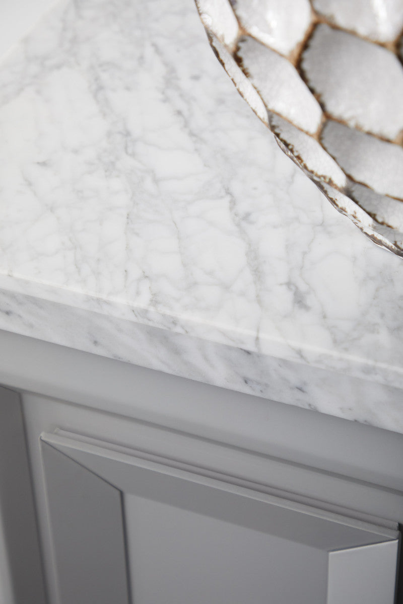 Azure Carrera Media Sideboard in White Carrera Marble, Dove Gray, Brushed Gold from Essentials For Living - Luna Furniture