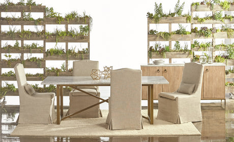 Carrera Dining Table in White Carrera Marble, Brushed Gold from Essentials For Living - Luna Furniture