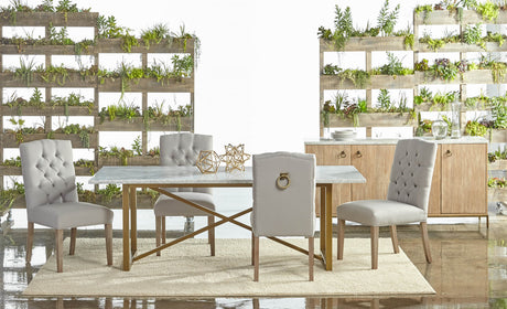 Carrera Dining Table in White Carrera Marble, Brushed Gold from Essentials For Living - Luna Furniture