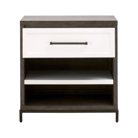 Wrenn 1-Drawer Nightstand in Burnished Brown Acacia, Matte White, Antique Bronze from Essentials For Living - Luna Furniture