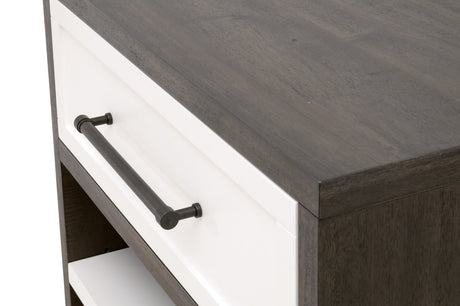 Wrenn 1-Drawer Nightstand in Burnished Brown Acacia, Matte White, Antique Bronze from Essentials For Living - Luna Furniture