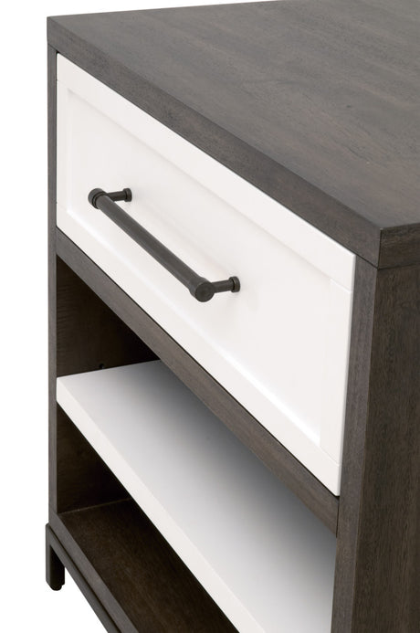 Wrenn 1-Drawer Nightstand in Burnished Brown Acacia, Matte White, Antique Bronze from Essentials For Living - Luna Furniture
