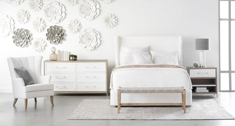 Wrenn 1-Drawer Nightstand in Natural Gray Acacia, Matte White, Brushed Stainless Steel from Essentials For Living - Luna Furniture