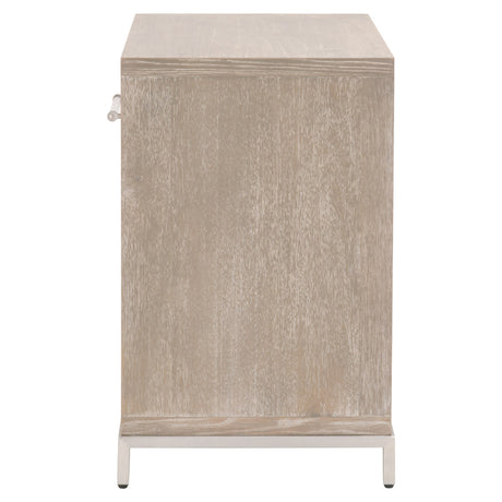 Wrenn 1-Drawer Nightstand in Natural Gray Acacia, Matte White, Brushed Stainless Steel from Essentials For Living - Luna Furniture