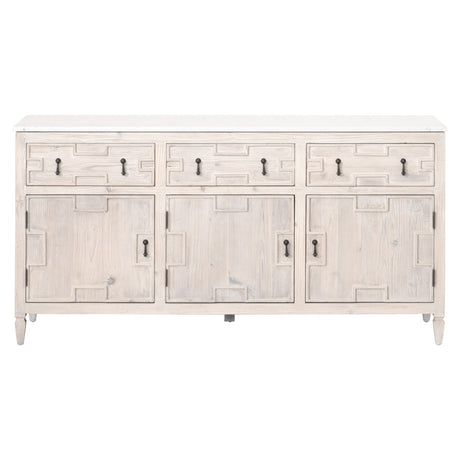 Emerie Media Sideboard in White Wash Pine, White Quartz from Essentials For Living - Luna Furniture