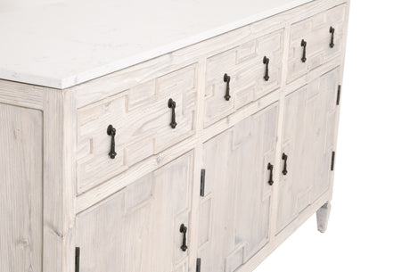 Emerie Media Sideboard in White Wash Pine, White Quartz from Essentials For Living - Luna Furniture