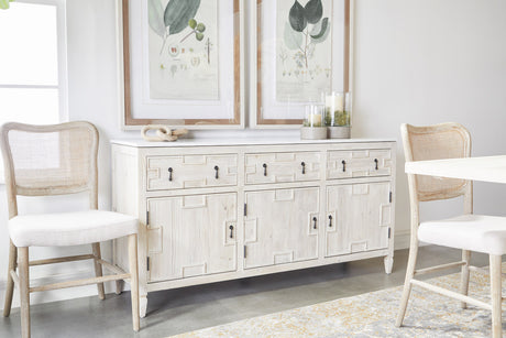 Emerie Media Sideboard in White Wash Pine, White Quartz from Essentials For Living - Luna Furniture