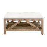 Spruce Square Coffee Table in Smoke Gray Pine, White Quartz from Essentials For Living - Luna Furniture