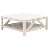 Spruce Square Coffee Table in White Wash Pine, White Quartz from Essentials For Living - Luna Furniture