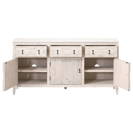 Emerie Media Sideboard in White Wash Pine, White Quartz from Essentials For Living - Luna Furniture