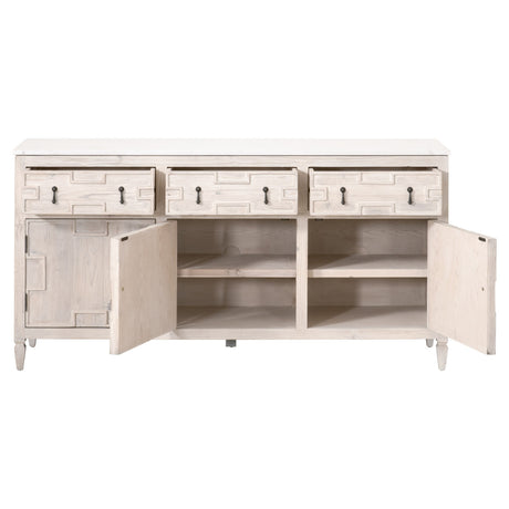 Emerie Media Sideboard in White Wash Pine, White Quartz from Essentials For Living - Luna Furniture