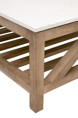 Spruce Square Coffee Table in Smoke Gray Pine, White Quartz from Essentials For Living - Luna Furniture
