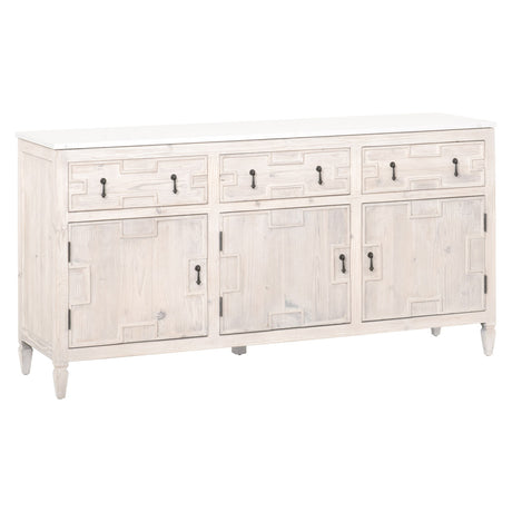 Emerie Media Sideboard in White Wash Pine, White Quartz from Essentials For Living - Luna Furniture
