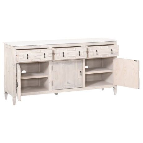 Emerie Media Sideboard in White Wash Pine, White Quartz from Essentials For Living - Luna Furniture