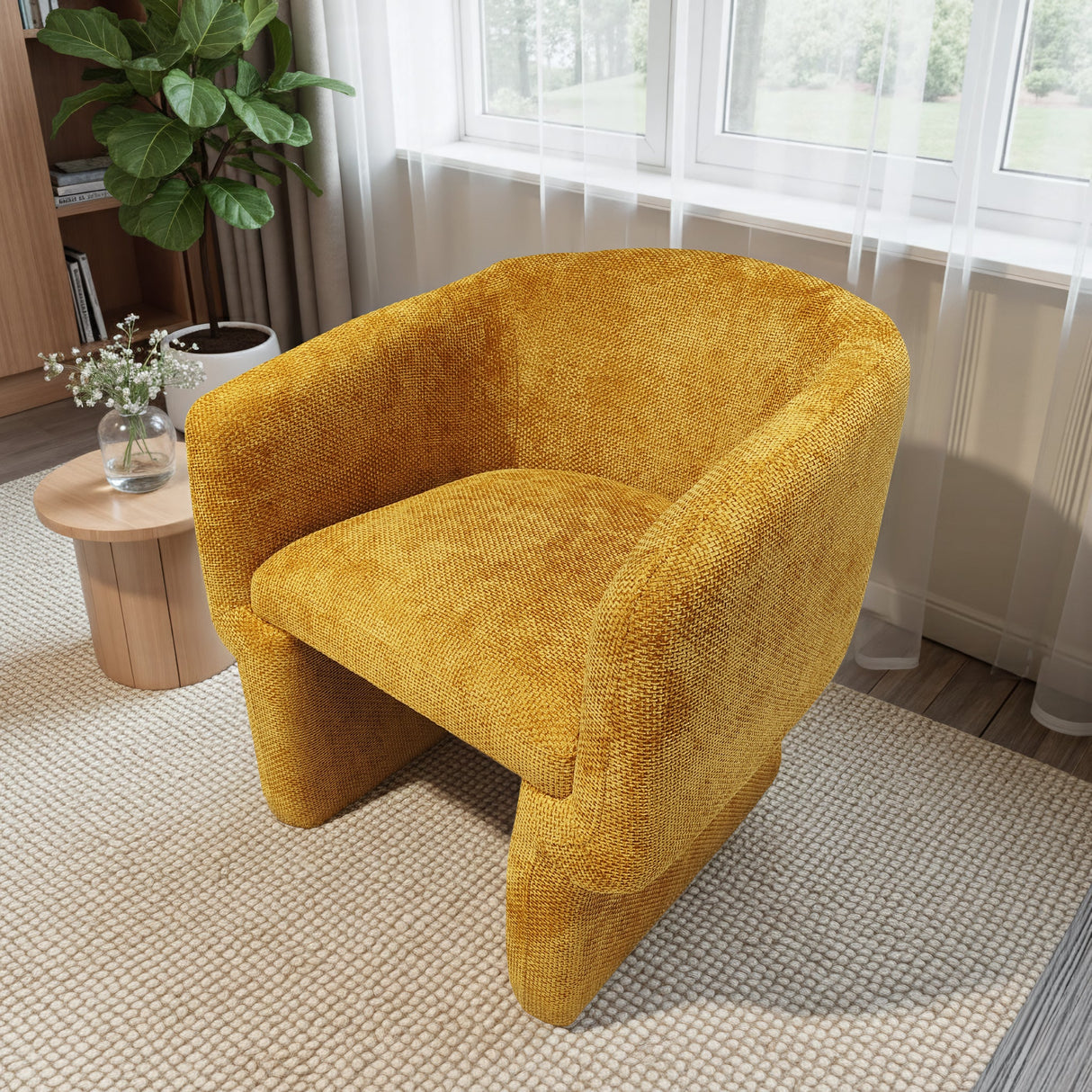 Wichita Gold Chenille Lounge Chair from Midinmod - Luna Furniture