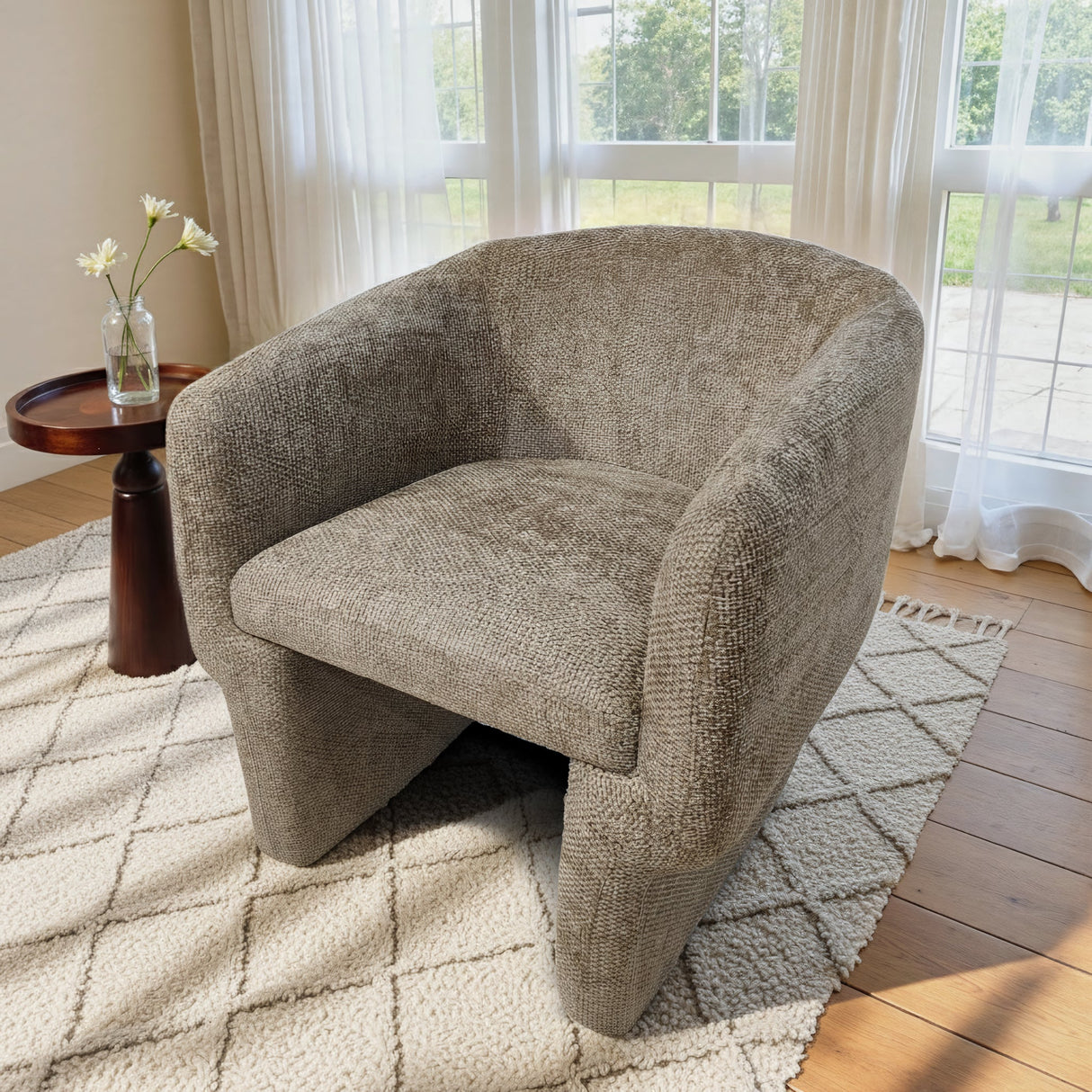 Wichita Light Brown Chenille Lounge Chair from Midinmod - Luna Furniture