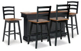 Wildenauer Brown/Black Bar Table and 4 Barstools from Ashley - Luna Furniture