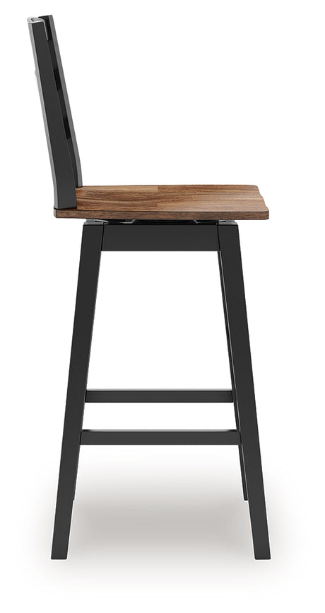 Wildenauer Brown/Black Bar Table and 4 Barstools from Ashley Furniture - Luna Furniture