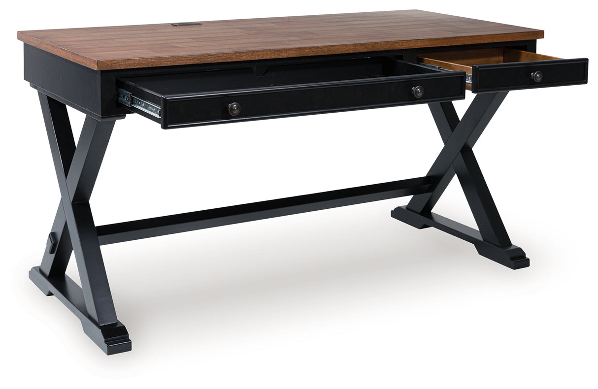 Wildenauer Brown/Black 60" Home Office Desk from Ashley - Luna Furniture