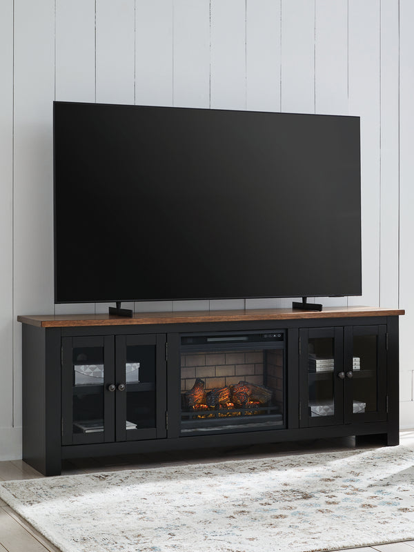 Wildenauer Brown/Black 76" TV Stand with Electric Fireplace