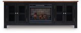 Wildenauer Brown/Black 76" TV Stand with Electric Fireplace from Ashley Furniture - Luna Furniture