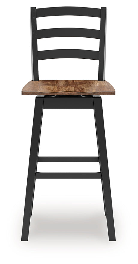 Wildenauer Brown/Black Bar Height Bar Stool, Set of 2 from Ashley - Luna Furniture