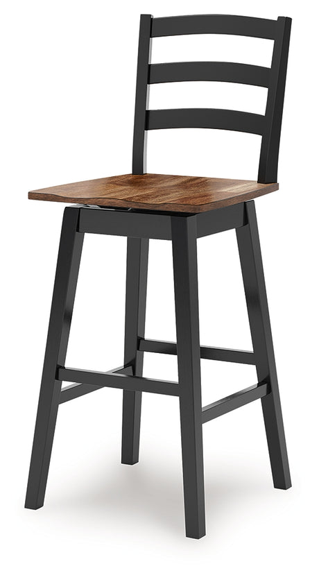 Wildenauer Brown/Black Bar Height Bar Stool, Set of 2 from Ashley - Luna Furniture