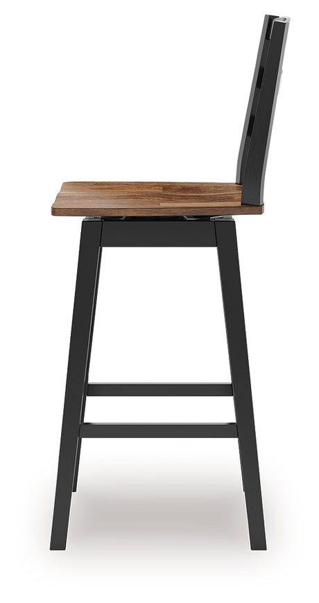 Wildenauer Brown/Black Bar Height Bar Stool, Set of 2 from Ashley - Luna Furniture