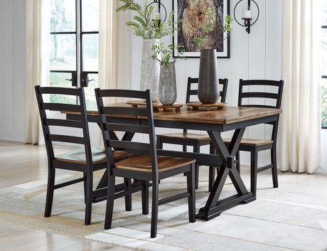 Wildenauer Dining Table and 4 Chairs in Brown/Black from Ashley - Luna Furniture