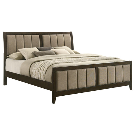 Wilkes Dark Cocoa 51-inch Upholstered California King Bed from Coaster - Luna Furniture