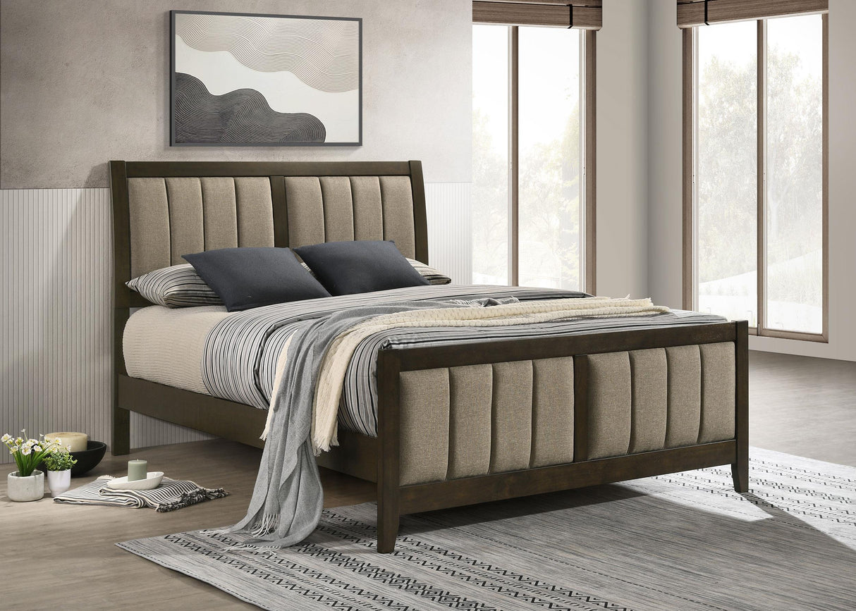 Wilkes Dark Cocoa Upholstered Queen Bed from Coaster - Luna Furniture