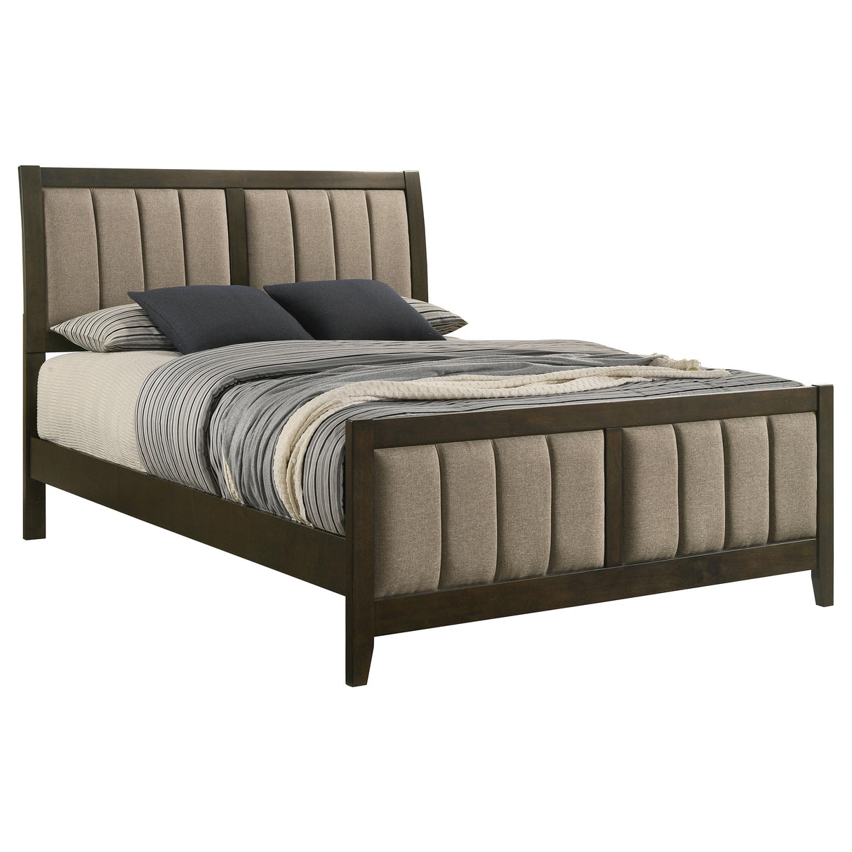 Wilkes Dark Cocoa Upholstered Queen Bed from Coaster - Luna Furniture