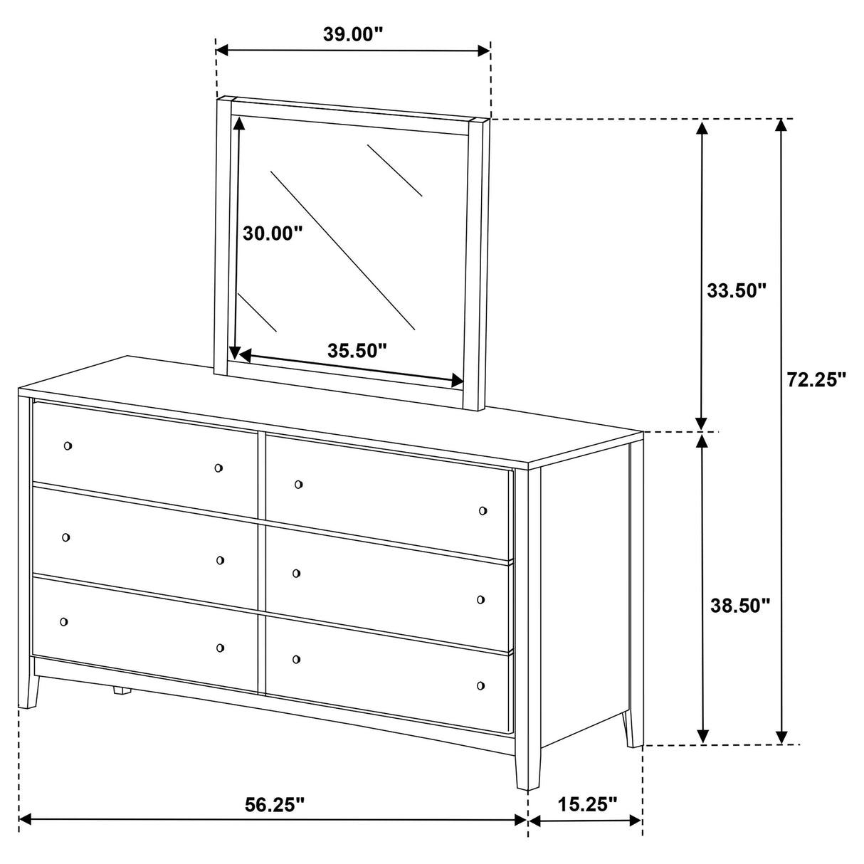 Wilkes 6-drawer Dresser and Mirror Dark Cocoa from Coaster - Luna Furniture