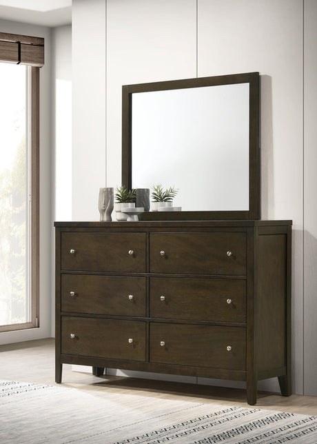Wilkes Dark Cocoa 6-drawer Dresser and Mirror from Coaster - Luna Furniture