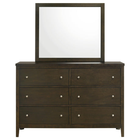 Wilkes Dark Cocoa 6-drawer Dresser and Mirror from Coaster - Luna Furniture
