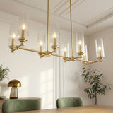 Willow Eight Lights Island With Clear Ribbed Glass Pendant Lamp - Satin Brass from Ashcroft Furniture - Luna Furniture