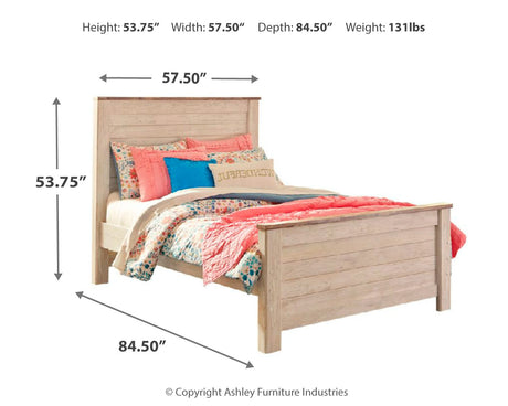 Willowton Full Panel Bed, Dresser, Mirror, Chest and Nightstand from Ashley - Luna Furniture