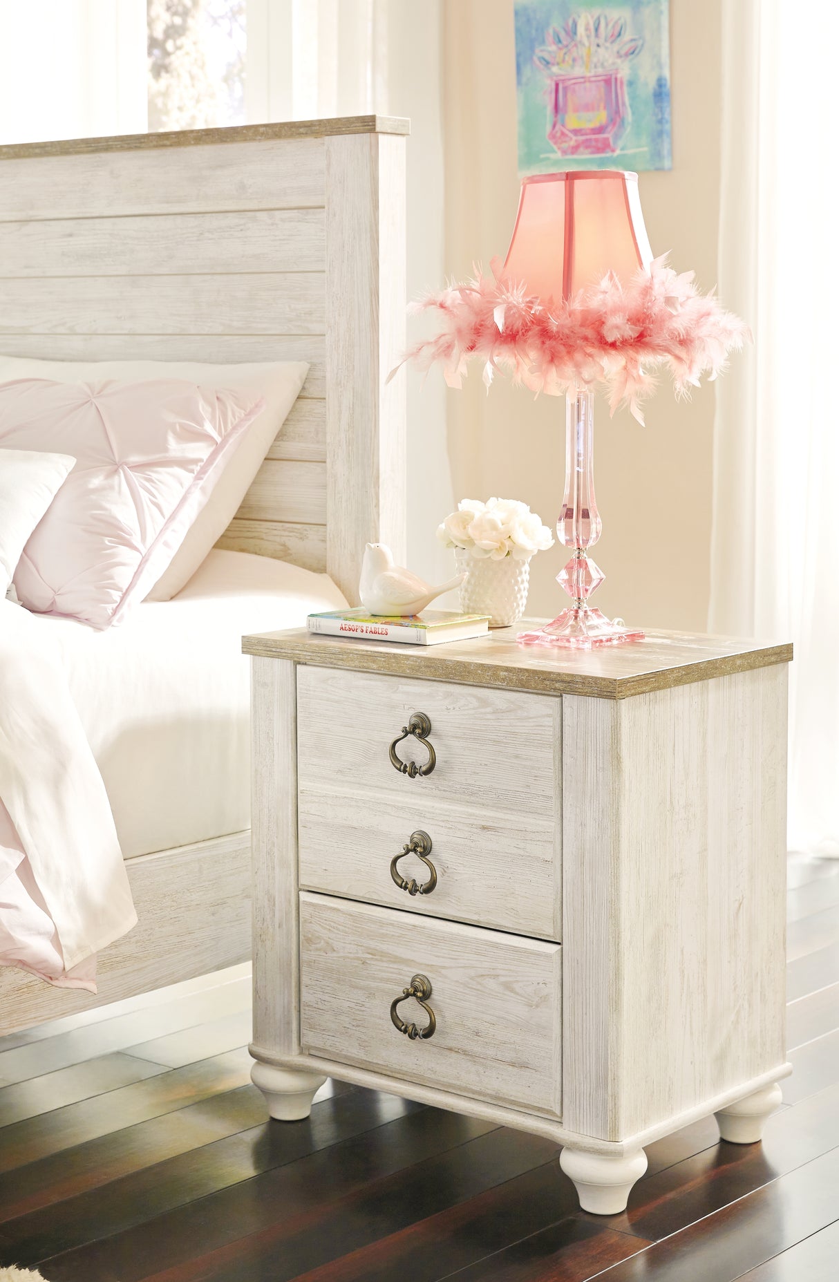 Willowton Full Panel Bed with Storage and Nightstand from Ashley - Luna Furniture