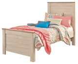 Willowton Twin Panel Bed with Nightstand in Whitewash from Ashley - Luna Furniture