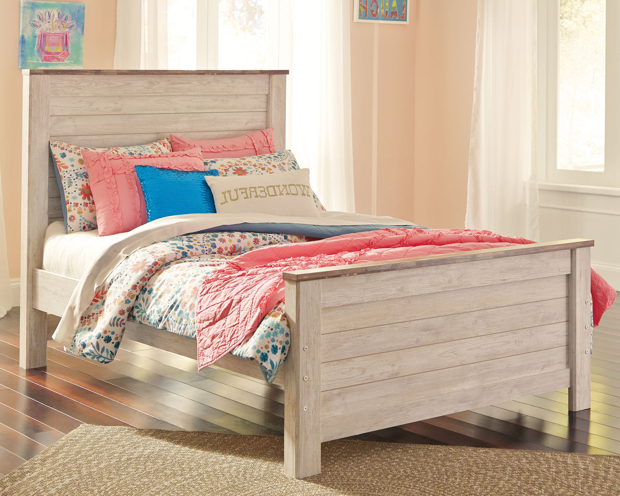 Willowton Whitewash Full Panel Bed, Dresser and Mirror from Ashley - Luna Furniture