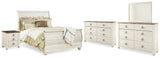 Willowton Whitewash Queen Bed, Dresser, Mirror and Chest from Ashley - Luna Furniture